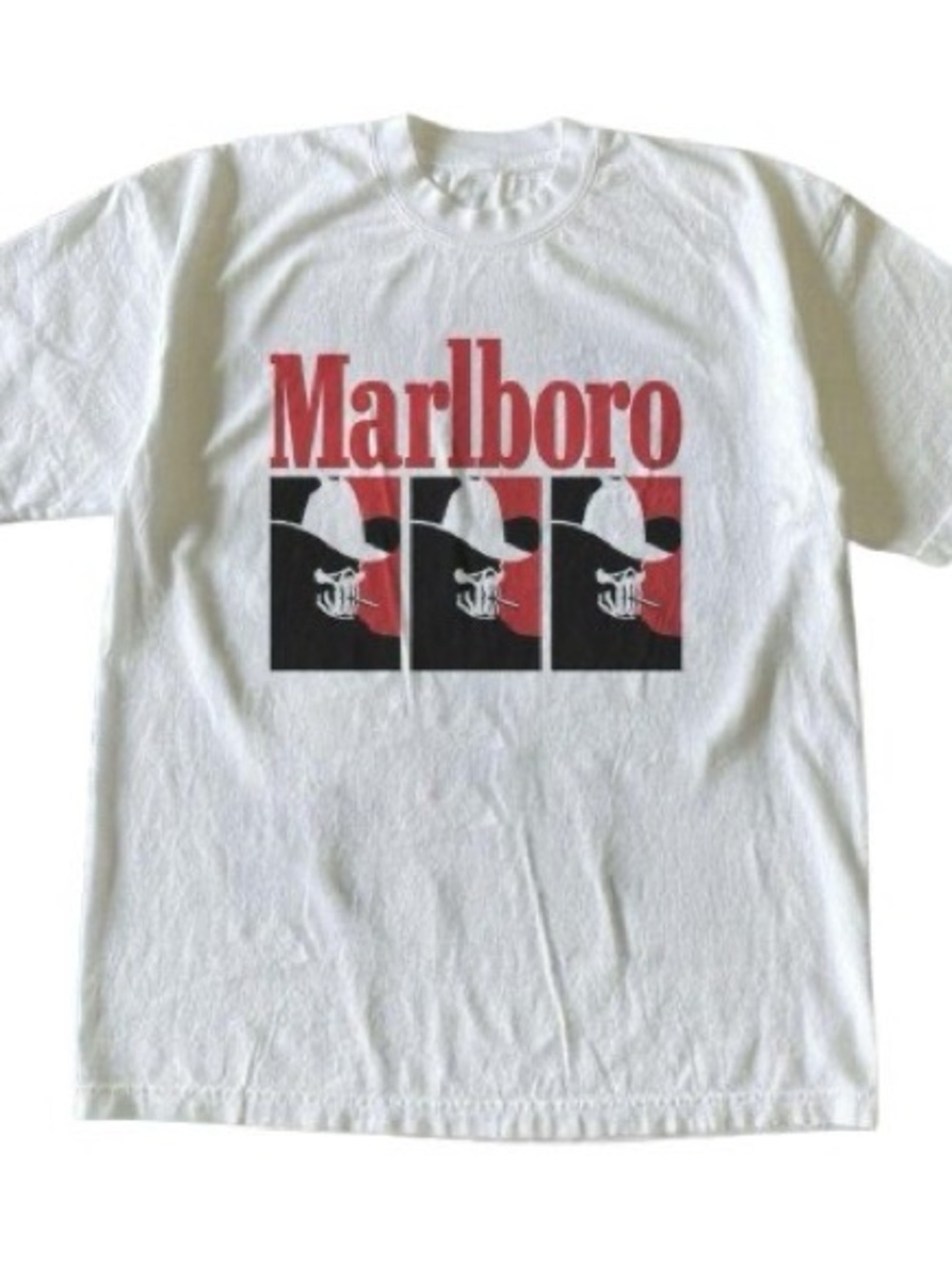 White Marlboro Graphic Tee with Red & Black Print
